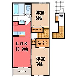 ラトナ A 2階2LDKの間取り