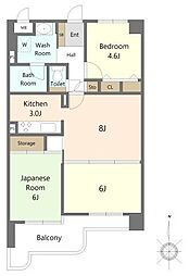 アンピール第2高木 3LDKの間取図画像