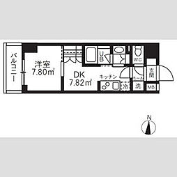 東京メトロ半蔵門線 清澄白河駅 徒歩12分の賃貸マンション 7階1DKの間取り