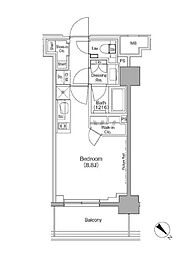 都営大江戸線 月島駅 徒歩1分の賃貸マンション 10階ワンルームの間取り