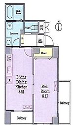 JR総武線 錦糸町駅 徒歩13分の賃貸マンション 2階1LDKの間取り