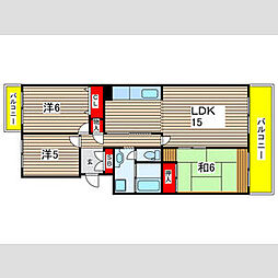 都営新宿線 東大島駅 徒歩13分の賃貸マンション 2階3LDKの間取り