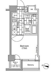 東京メトロ半蔵門線 水天宮前駅 徒歩3分の賃貸マンション 5階1Kの間取り