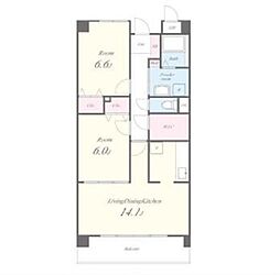 都営新宿線 船堀駅 徒歩13分の賃貸マンション 2階2LDKの間取り