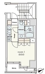 都営浅草線 日本橋駅 徒歩3分の賃貸マンション 5階1Kの間取り