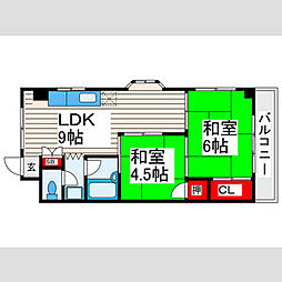 都営新宿線 一之江駅 徒歩6分の賃貸マンション 2階2LDKの間取り