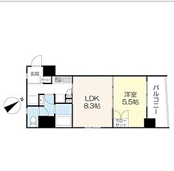東京メトロ日比谷線 八丁堀駅 徒歩4分の賃貸マンション 2階1LDKの間取り