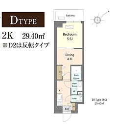 東京メトロ東西線 浦安駅 徒歩8分の賃貸マンション 4階2Kの間取り