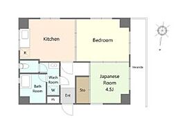 都営大江戸線 両国駅 徒歩9分の賃貸マンション 2階2DKの間取り
