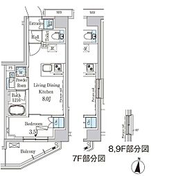 東京メトロ東西線 木場駅 徒歩11分の賃貸マンション 2階1LDKの間取り