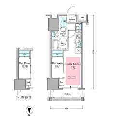 東京メトロ半蔵門線 住吉駅 徒歩2分の賃貸マンション 10階1DKの間取り