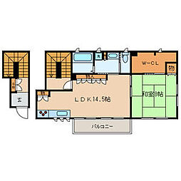 JR総武本線 新小岩駅 徒歩18分の賃貸アパート 2階1LDKの間取り