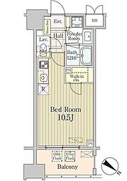 JR京葉線 八丁堀駅 徒歩6分の賃貸マンション 7階ワンルームの間取り
