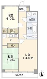 東京メトロ東西線 葛西駅 徒歩5分の賃貸マンション 2階2LDKの間取り