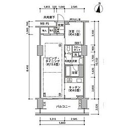 東京メトロ有楽町線 辰巳駅 徒歩10分の賃貸マンション 5階1LDKの間取り