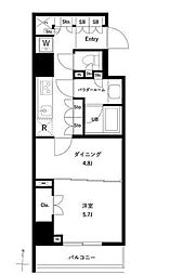 都営新宿線 菊川駅 徒歩10分の賃貸マンション 12階1DKの間取り