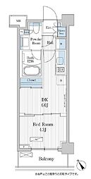 JR京葉線 越中島駅 徒歩9分の賃貸マンション 2階1DKの間取り