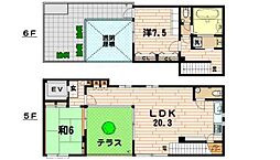東京メトロ東西線 木場駅 徒歩4分の賃貸マンション 5階2LDKの間取り