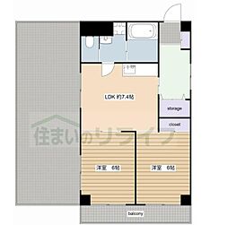 都営大江戸線 門前仲町駅 徒歩7分の賃貸マンション 5階2LDKの間取り