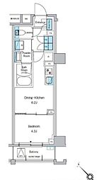 東京メトロ東西線 西葛西駅 徒歩6分の賃貸マンション 5階1DKの間取り