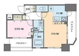 東京メトロ日比谷線 茅場町駅 徒歩8分の賃貸マンション 9階1LDKの間取り