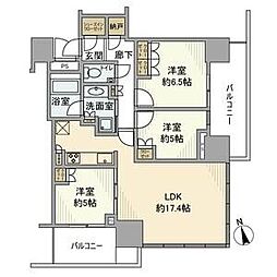 JR総武線 小岩駅 徒歩1分の賃貸マンション 12階3LDKの間取り