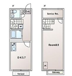 都営新宿線 船堀駅 徒歩9分の賃貸アパート 1階1SDKの間取り