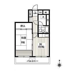 第五芙蓉ハイツ 1DKの間取図画像