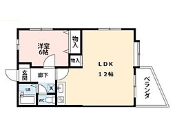 京成本線 江戸川駅 徒歩3分の賃貸マンション 1階1LDKの間取り