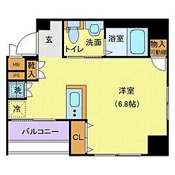 東京メトロ半蔵門線 水天宮前駅 徒歩3分の賃貸マンション 4階ワンルームの間取り