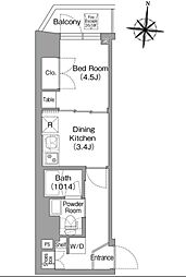 コンフォリア・リヴ木場EASTI 1Kの間取図画像