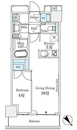 東京メトロ有楽町線 月島駅 徒歩3分の賃貸マンション 7階1LDKの間取り