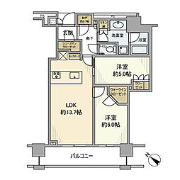 ブリリアザ・タワー東京八重洲アベニュー 2LDKの間取図画像