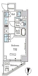 パークアクシス木場キャナルイースト 1Kの間取図画像