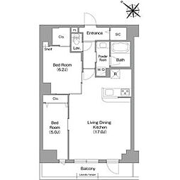 コンフォリア・リヴ豊洲キャナル 2LDKの間取図画像