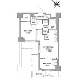 コンフォリア・リヴ豊洲キャナル 2LDKの間取図画像