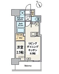 ワンルーフフラット門前仲町 1LDKの間取図画像
