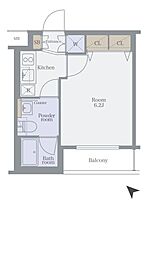 プレール・ドゥーク月島 1Kの間取図画像