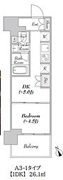 ウエリスアーバン水天宮前 1DKの間取図画像