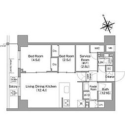 東京メトロ東西線 葛西駅 徒歩8分の賃貸マンション 4階2SLDKの間取り
