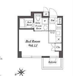 東京メトロ東西線 浦安駅 徒歩9分の賃貸マンション 2階1Kの間取り