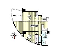 JR京葉線 葛西臨海公園駅 徒歩23分の賃貸マンション 3階2LDKの間取り