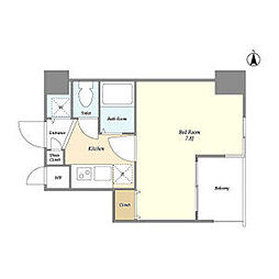 JR総武線 錦糸町駅 徒歩7分の賃貸マンション 8階1Kの間取り