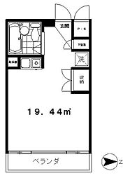 東京メトロ東西線 葛西駅 徒歩10分の賃貸マンション 2階ワンルームの間取り
