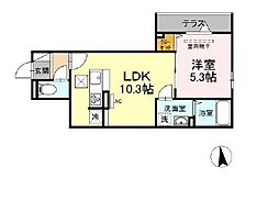 東京メトロ東西線 葛西駅 徒歩13分の賃貸アパート 1階1LDKの間取り