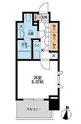 東京メトロ半蔵門線 清澄白河駅 徒歩2分の賃貸マンション 13階1Kの間取り