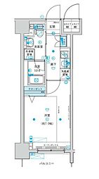 都営大江戸線 森下駅 徒歩1分の賃貸マンション 4階1Kの間取り