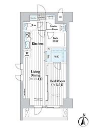 東京メトロ半蔵門線 押上駅 徒歩10分の賃貸マンション 4階1LDKの間取り