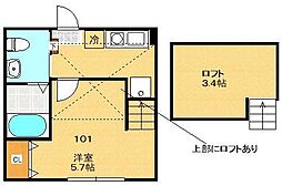 シティハイツ小金井 1階1Kの間取り