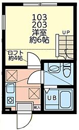 ハイムカノア 1Kの間取図画像